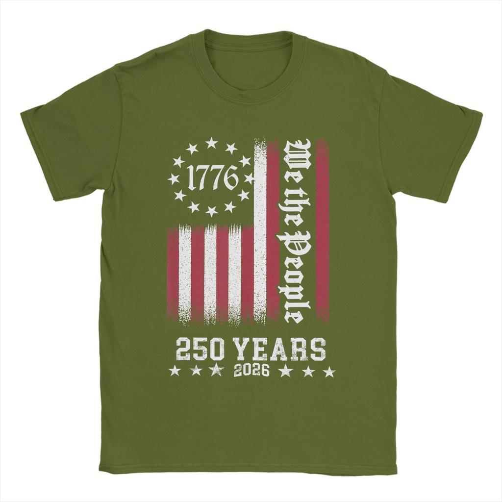 Vintage USA Flag 250th Anniversary Day T Shirt Summer  100 Cotton TShirts For Unisexs Leisure Pattern Tee Shirt Top Tees