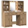 LED Vanity Table Set with 3 Pcs Artisan Oak Wood Based Material
