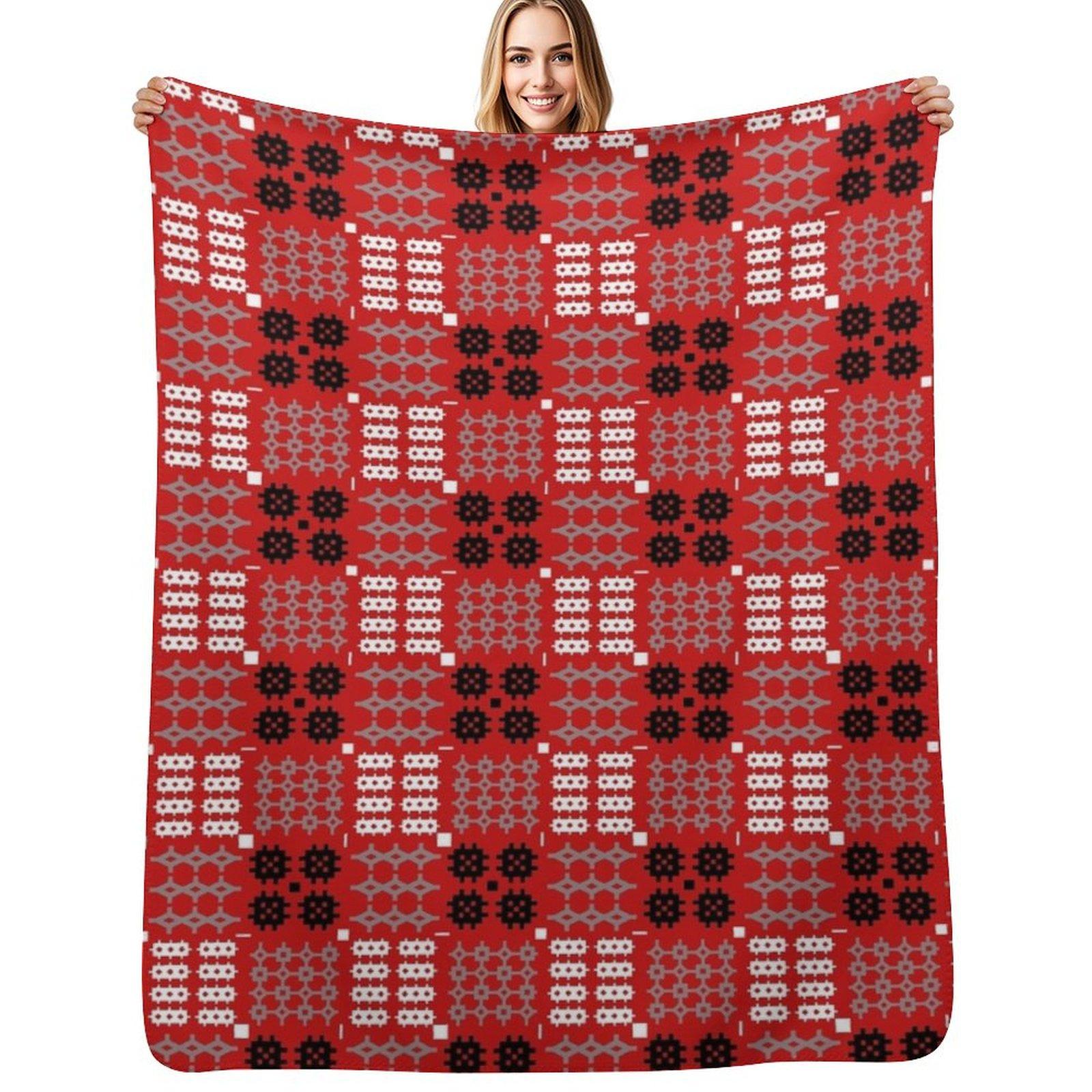 Welsh Tapestry Design, Carthen Cymraeg, Cymreig (red) Throw Blanket Soft Cozy Blanket for Pet Kids Adults Size: 75*100cm, Weight: 230 GSM