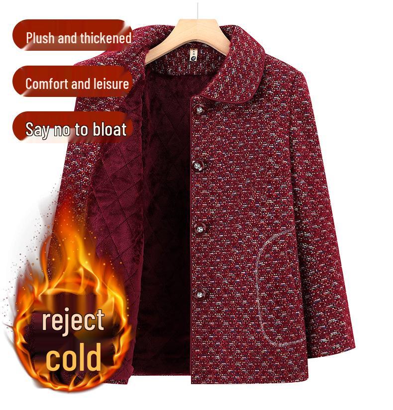 Spring and Autumn Outerwear for Middle-aged and Elderly Women, Plus Size, Short Style, Ages 60-80.