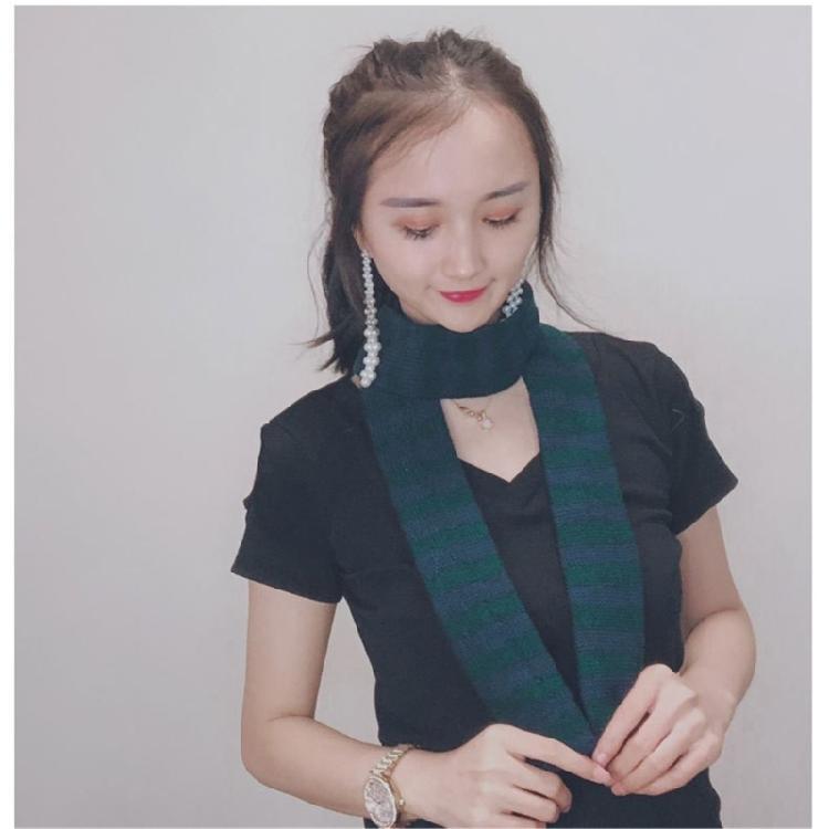 Striped Scarf Long Knitted Scarf Neck Warmer Women Scarf Lightweight Neck Wrap