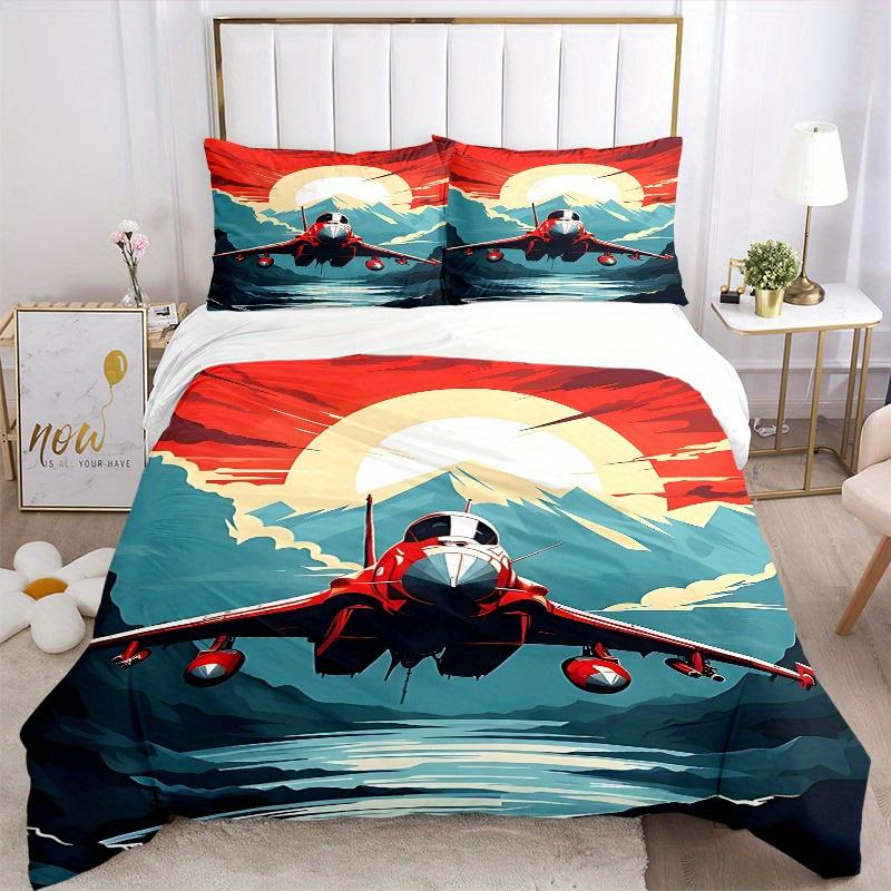 3er-Set Jet Flight 1 Bettbezug + 2 Kissenbezüge, Kissenfüllungen Nicht Enthalten, Maschinenwaschbar, Ganzjahresnutzung, Geeignet für Schlafzimmer Gästezimmer48