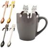 2Pcs Stainless Steel Spoon Cartoon Cat Long Handle Lovely Dessert Soup Flatware
