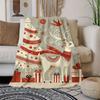 1pc Christmas Reindeer And Red Gift Box Design Cream Beige Flannel Blanket, Festive Decor Style, Soft Plush All-Season Use, Suitable for Weekend Sofa 