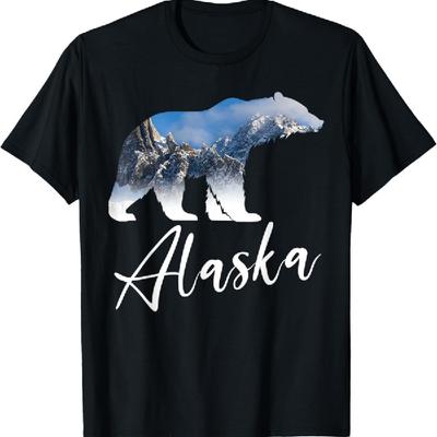 Alaskan Mountains Bear Grizzly Alaska State Souvenirs T-Shirt