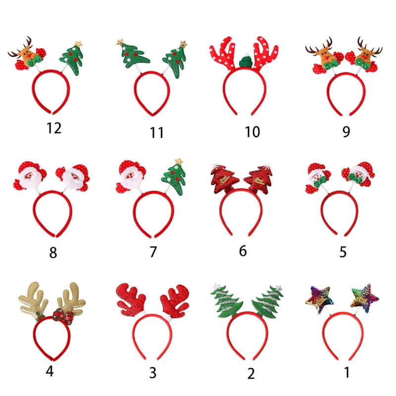 Santa Claus Headband Elk Hair Hoop Elastic Xmas Tree Headbands Christmas Photo Prop for Creative Holiday Party Headpiece