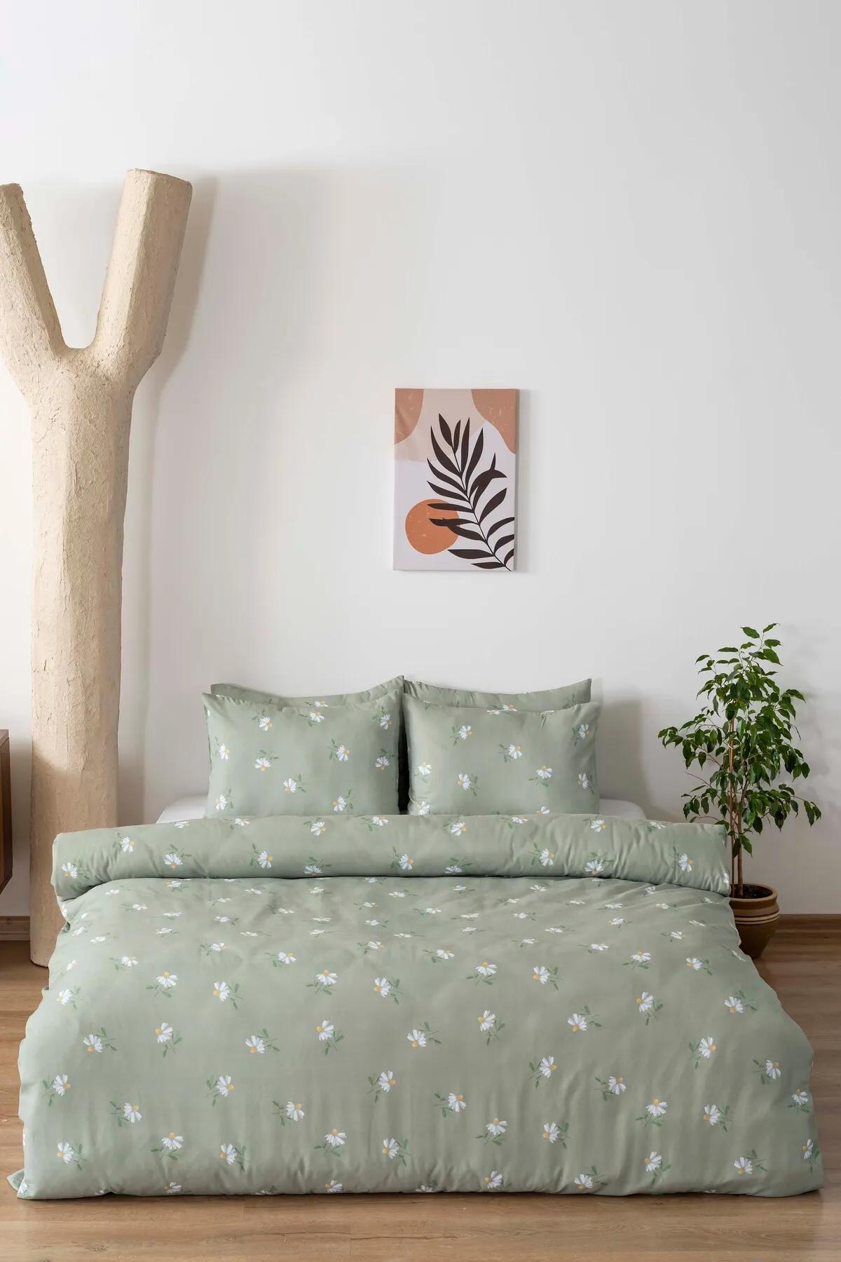 

Green Daisy Single Duvet Cover Set Cotton