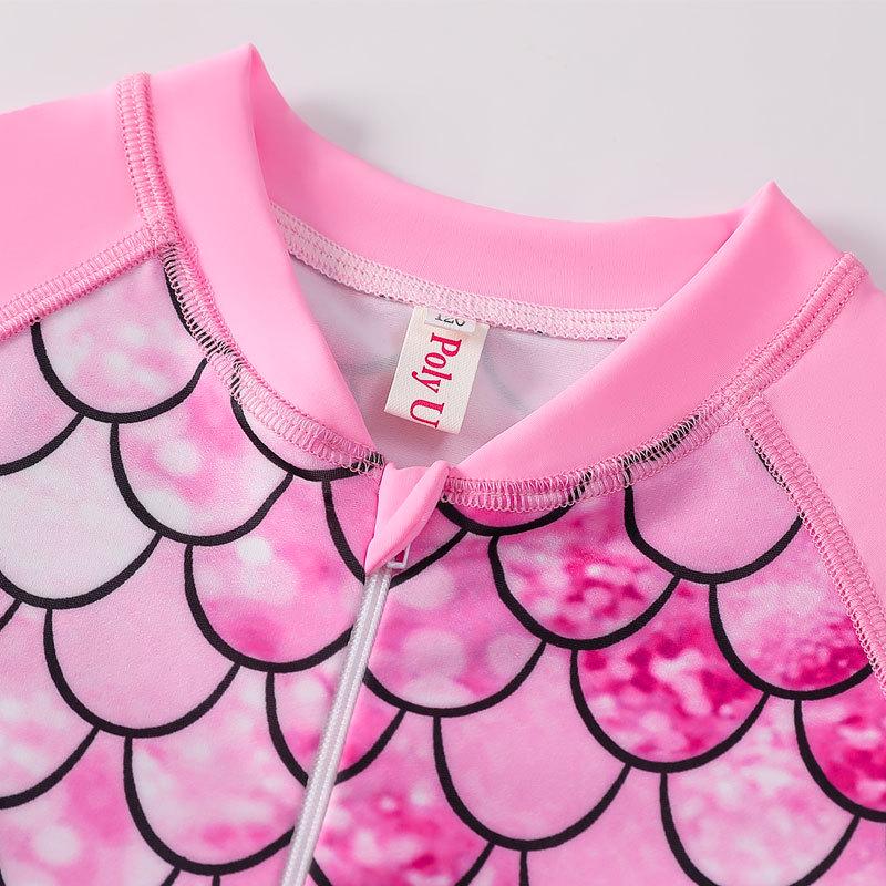 2024 European & American Long Sleeve Mermaid Swimsuit for Girls - Fish Scale Design