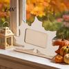 Unfinished Wood Photo Holder Wooden Pumpkin Frame, Halloween Thanksgiving DIY Paintable Craft for Kids, Blank Kids Picture Holder, Fall Harvest