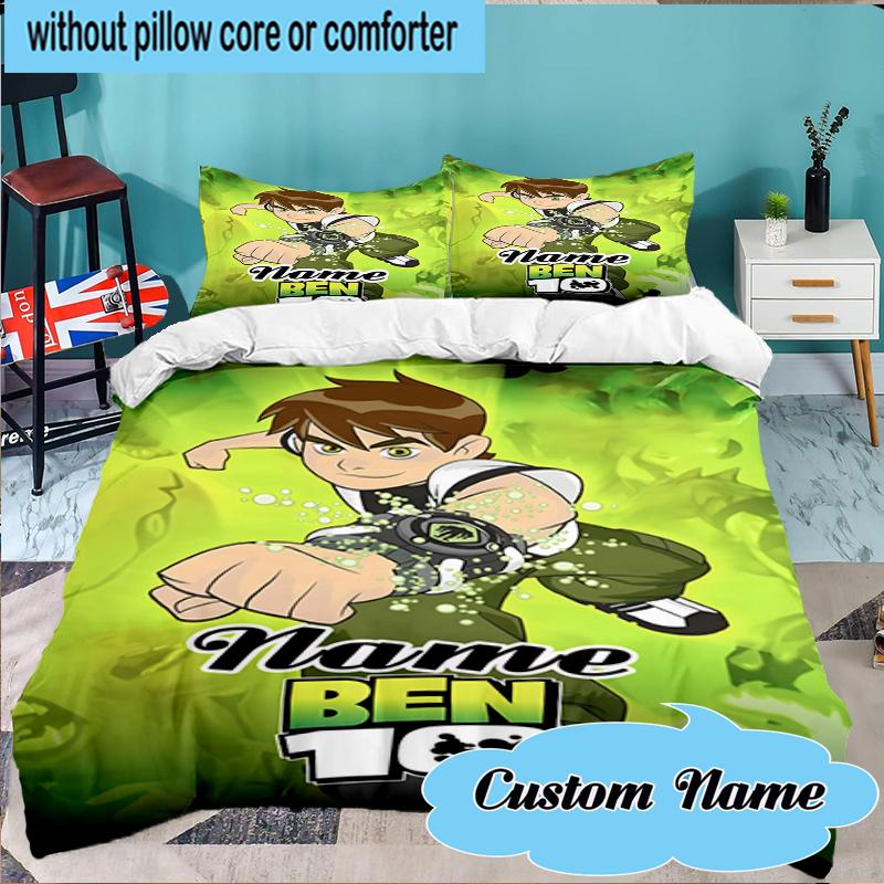 Custom Name Ben Alien Force Bedding Set 3pcs, Bedding Set Including 1pc Duvet Cover And 2pcs Pillowcases for Bedroom, Dormitory Gift