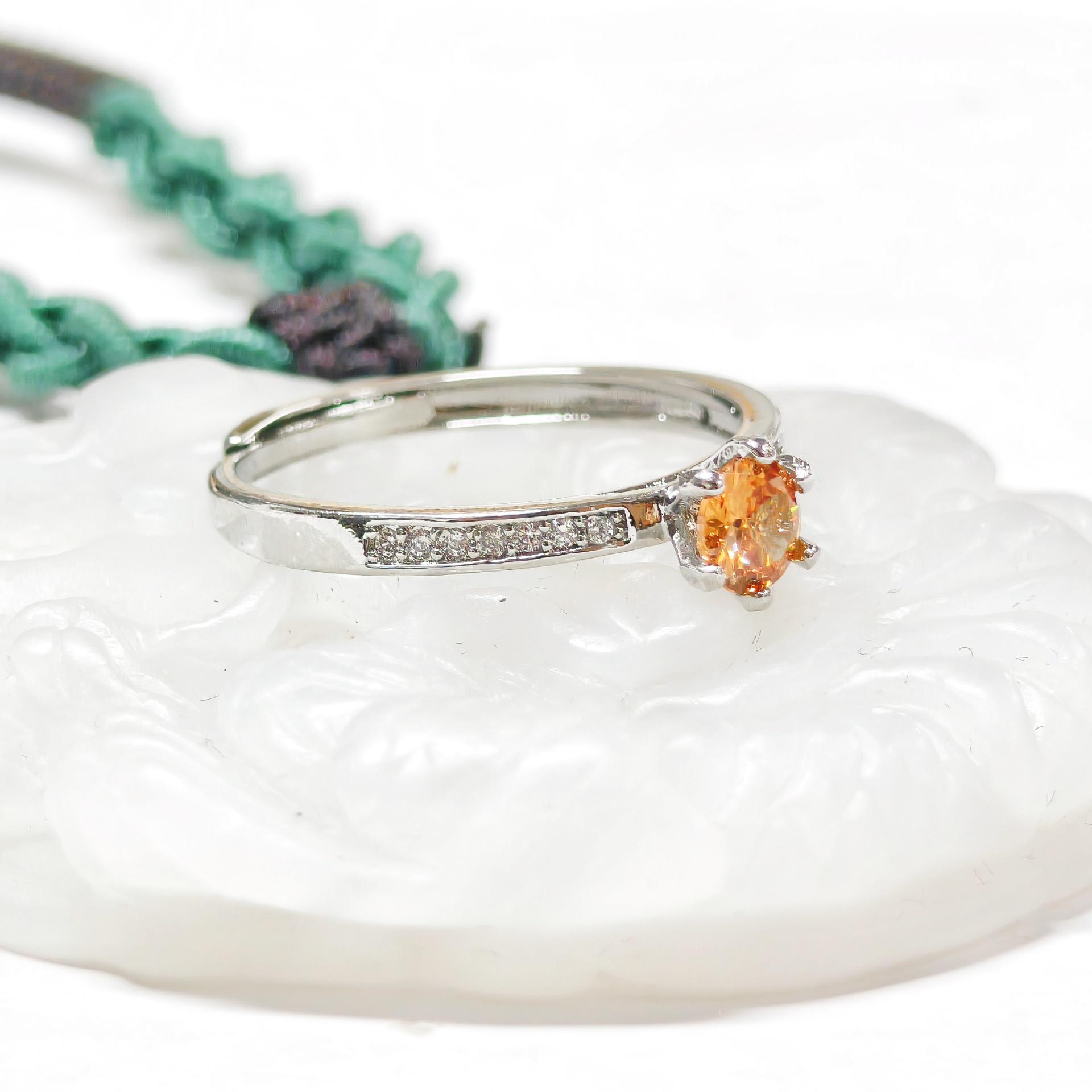 Gessen Jewelry Korean Style Classic Handmade Zircon Gem Ring for Women - Fashionably Simple One Size светло-желтого