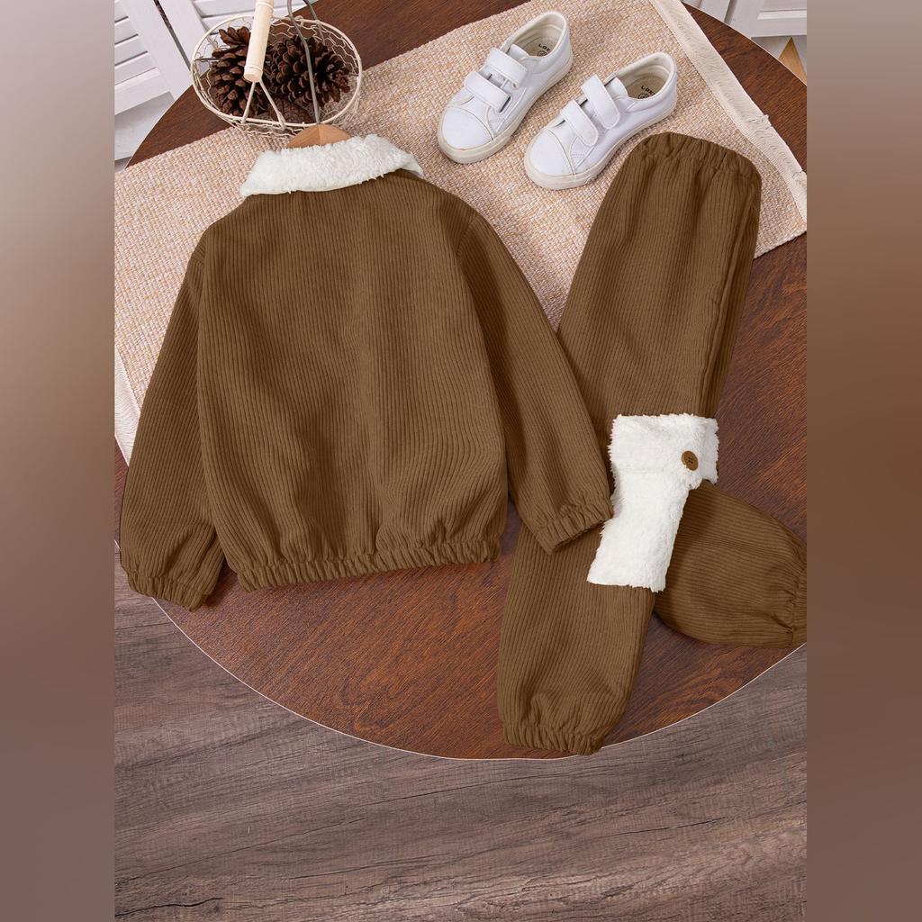 Kids Cartoon Casual Fashion Outfit Set Long Sleeve Top & Pants