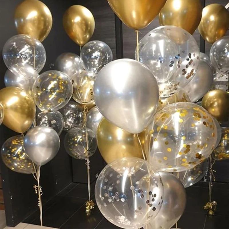 20pcs Gold Confetti Balloons Set Metallic Chrome Ballon Birthday Party Wedding Decoration Anniversary Baby Shower Balloon