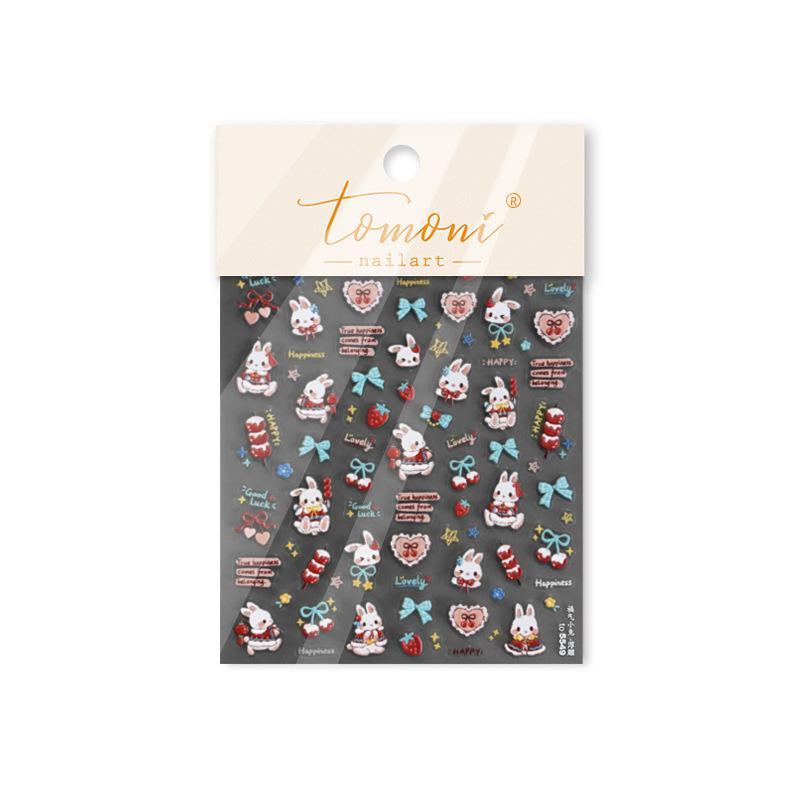 Tomoni Embossed Cute Cartoon Rabbit Nail Art Stickers