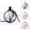 Round Acrylic Alloy Pendant Figure Pattern Necklace Unisex Chain