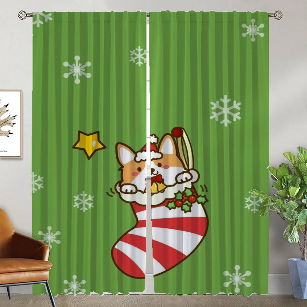 

Рождественские Хэллоуин Декоративные Шторы для Гостиной Шторная Перегородка Тюль для Спальни Домашние Интерьерные Шторы 2 Штуки W50xH70cmx2pcs-CL