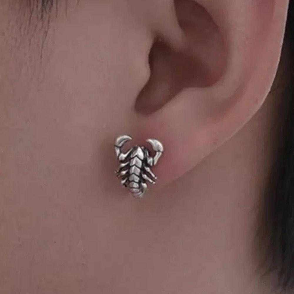 Cool Scorpion Earrings Studs Punk Men Ear Studs Creative Silver Stud Earrings  Hipster