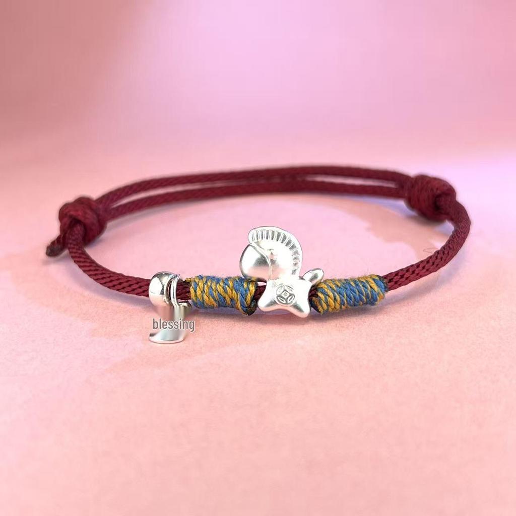 999 Sterling Silver Zodiac Red String Horse Bracelet
