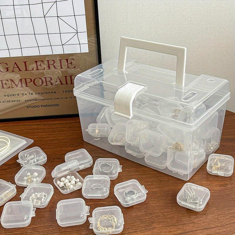 Wholesale Mini Square Storage Box Transparent Plastic Flip Cover Small Case Pill Jewelry Earrings Dustproof Storage Pack Boxes