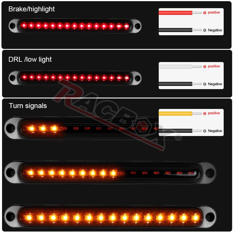 2pcs 15 LED Trailer Tail Light Bar Stop Brake Turn Signal Light Sequential Strobe LED Strip Lamp Smoked Lens Pickup Truck RV UTV