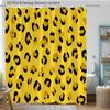 Modern Leopard Print Shower Curtain Background With Black Spots, Trendy Animal Pattern Bath Curtain For Fashion Home Decor
