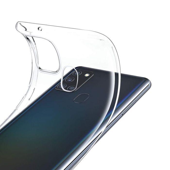 Case and Neck Strap for Samsung Galaxy A21s - Transparent Soft TPU Adjustable Black Cord Phonillico®