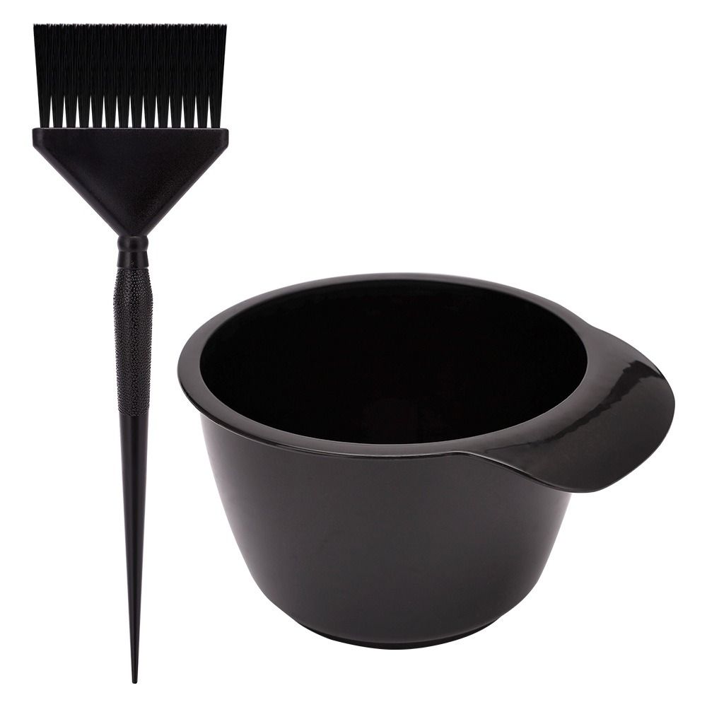 

2pcs/set Anti-Static Coloring Hair Dye Brush and Bowl Plastic Hair Tint Tool Home чёрный