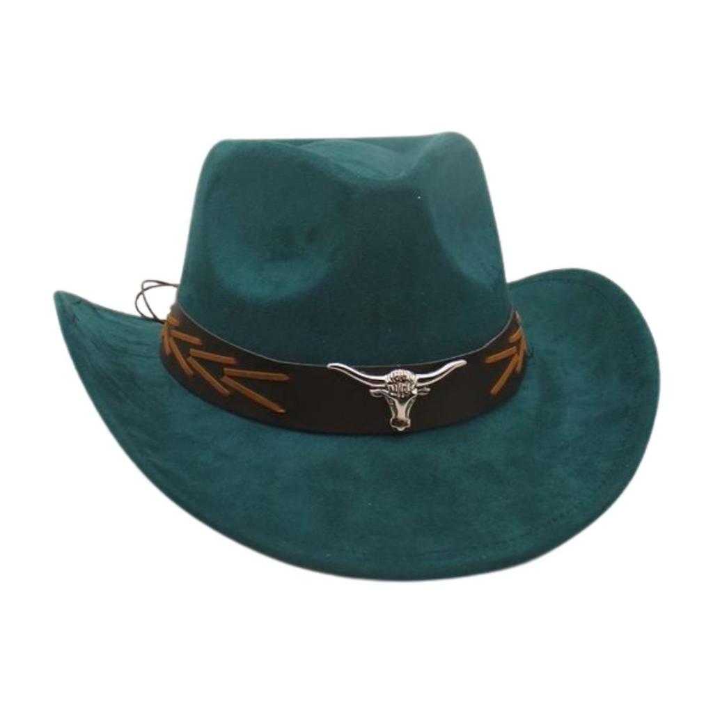 Ethnic Style Brown Cow Head Suede Top Hat Western Cowboy Hat Stage Jazz Hat