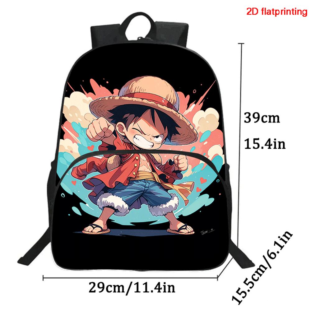 Cartoon ONE PIECE 2Pcs Set Mochila Lightweight Large Capacity Front Pocket School Backpack with Pencil Case for Boys Girls Trip