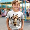 Boys' Lion Giraffe Wolf Tee Shirts Short Sleeve Summer Active Sports Fashion Kids Crew Neck Outdoor Casual Daily Regular Fit