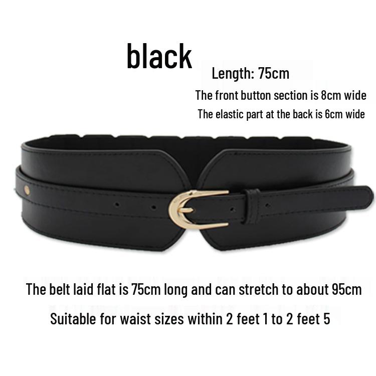 Women's Ultra-Wide Elastic Waistband Belt: Retro Pin Buckle, High-Quality Stretch Leather, Perfect for Skirts and Sweaters.