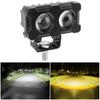 Motorcycle LED Lens Spotlight Double Lenses Spotlight Dual Color White Yellow Light Motorcycles Auxiliary Fog Lamp 1PCS 20W