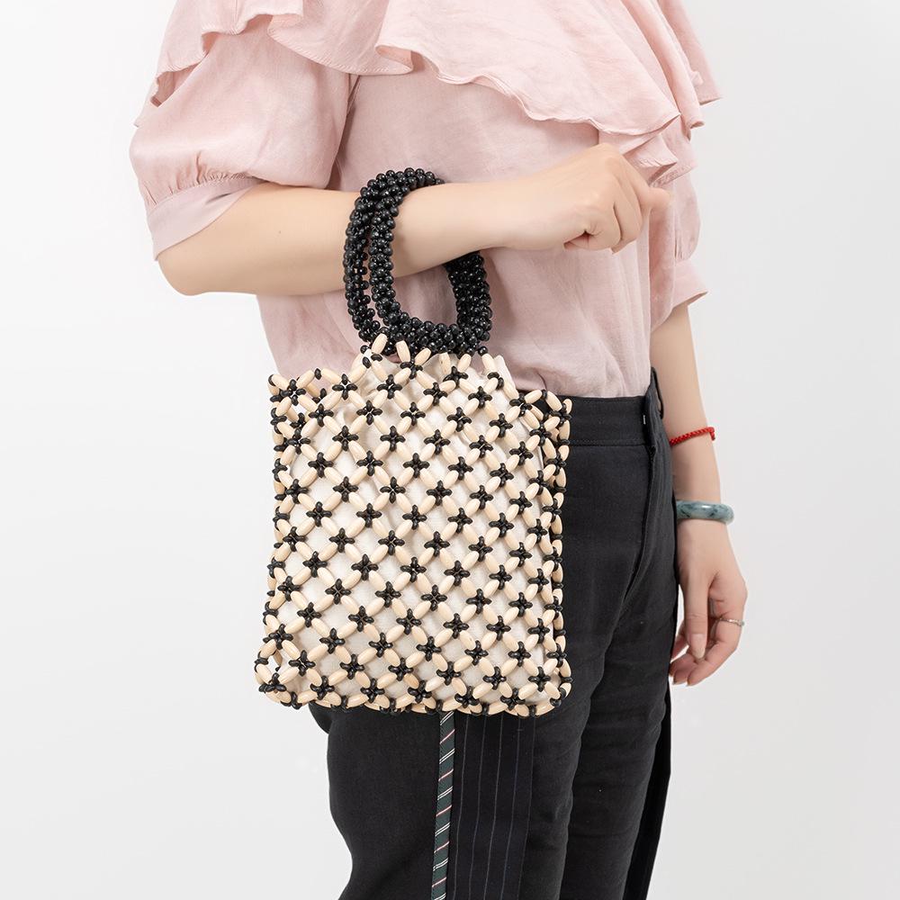 

Сумка ENSPT Multicolor Wooden Bead Woven Handbag - Универсальный летний дизайн для женщин 34 x 3 x 23 CM