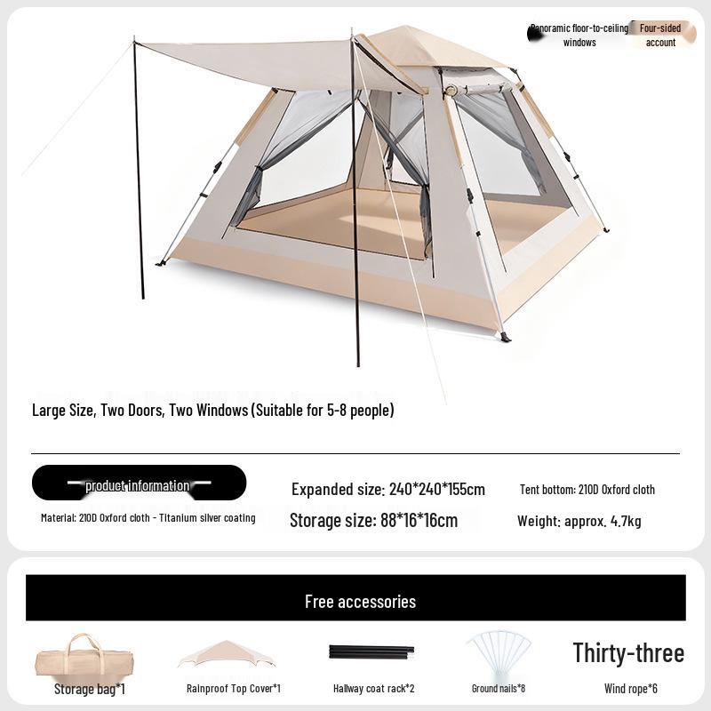 3-4 Person Automatic Rainproof Camping Tent - Indoor/Outdoor Portable Equipment