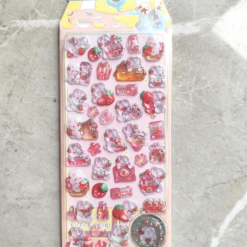 Cartoon Embossed Animal Adhesive PVC Sticker Kid Reward Sticker for Scrapbooking Journals Planner Photo Album Phone Case