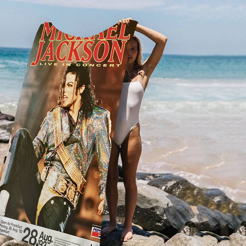 Famoso Cantante M-Michael J-Jackson Asciugamano da Spiaggia in Microfibra Assorbente Asciugatura Rapida Morbido per Yoga Nuoto Resort Arrampicata