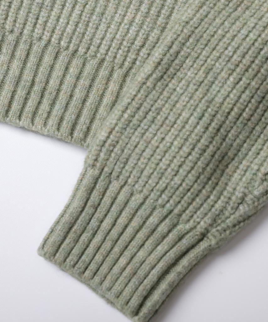 Tobaseu Hazzi Crop Raglan Knit Top (Melange Green)