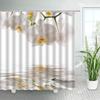 White Orchid Floral Shower Curtains Sets Rural Natural Flowers Zen Spa Plants Bathroom Fabric Bath Curtain With Hooks Home Dec
