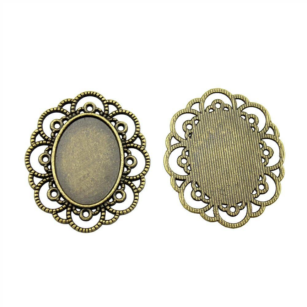 

5 шт. овальный цветочный стиль, камея, кабошон, кулон, базовая установка, ювелирные компоненты, аксессуары, античная бронза, цвет цинкового сплава 18X25 мм