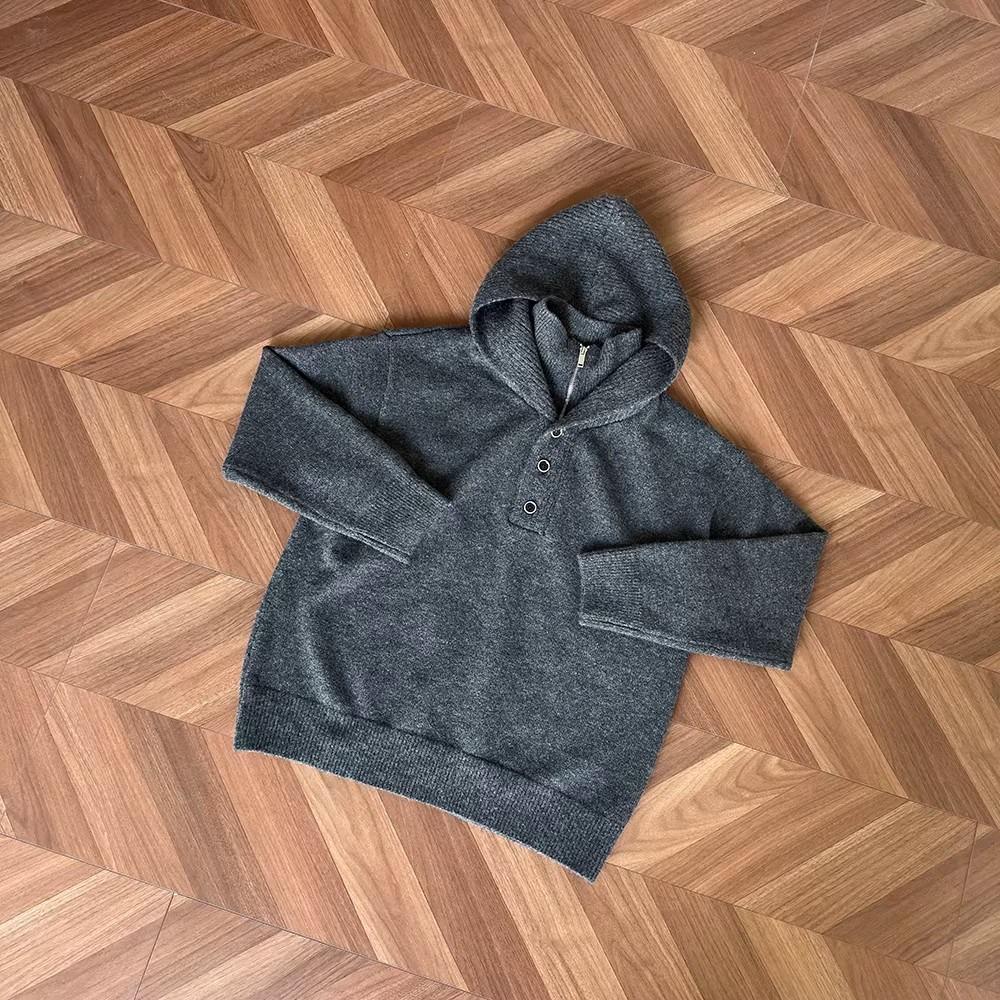 Unisex High Collar Lazy Style Hooded Knit Sweater