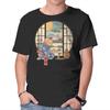 Unisex Crew Neck T-Shirt Tea Cat Ceremony Graphic Short Sleeve Casual Tee