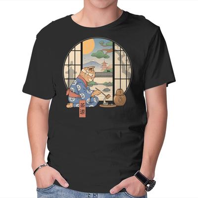 Unisex Crew Neck T-Shirt Tea Cat Ceremony Graphic Short Sleeve Casual Tee