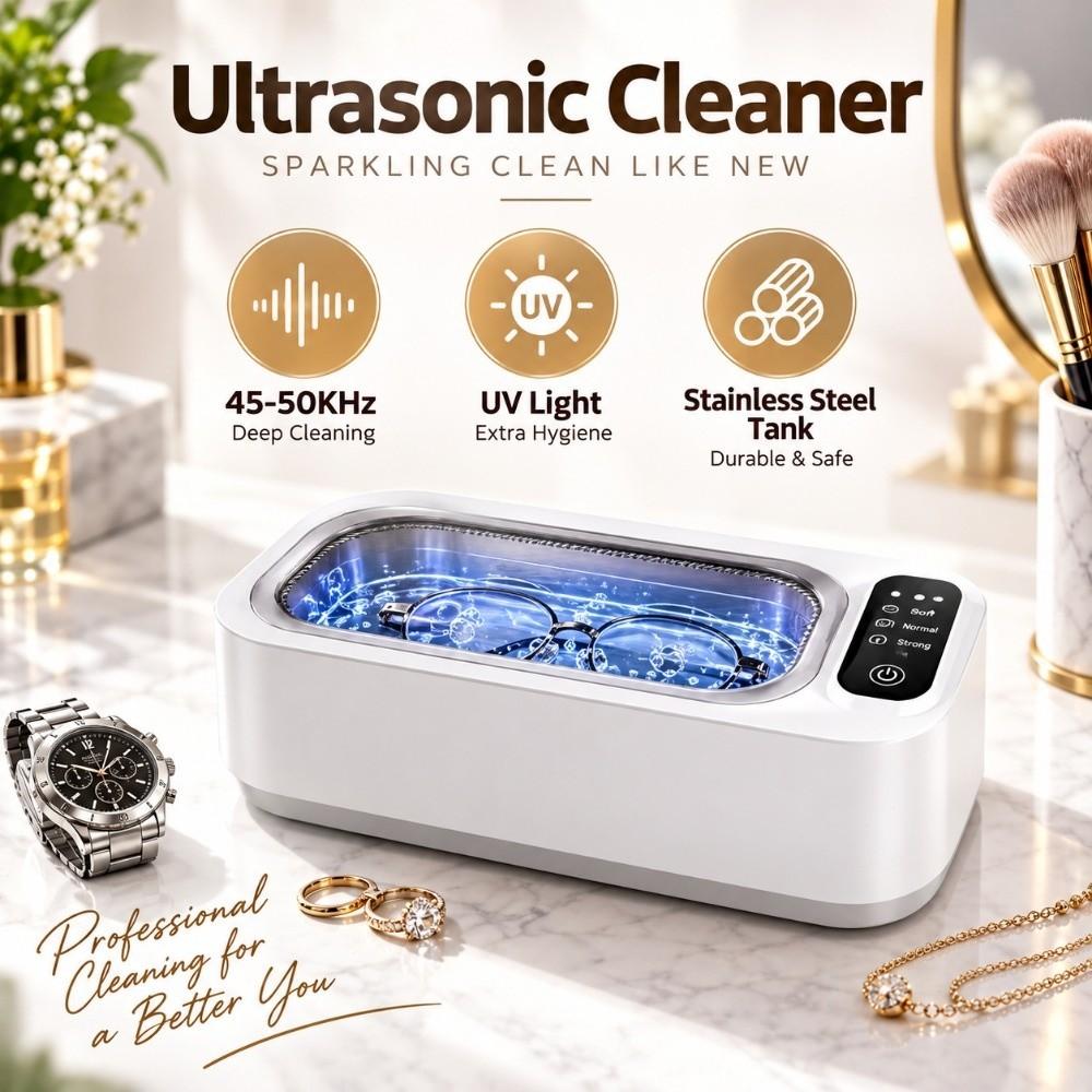 45-50KHz Ultrasonic Cleaner UV Light Eyeglass Cleaning Machine Jewelry Cleaner Rings