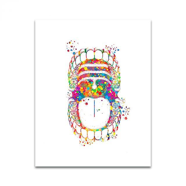 

Стоматологическое искусство в мультяшном стиле настенное искусство плакаты зуб медицинская картина на холсте печать фотографии подарок стоматологу современная клиника домашний декор без рамки 21*30cm No Frame