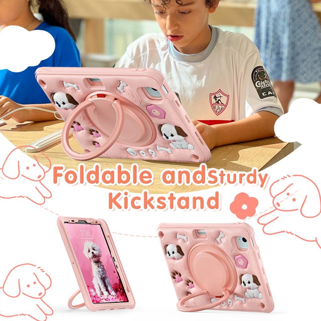 For iPad Air 11 (2025)/(2024)/Air (2022)/(2020)/Pro 11 (2022)/(2021)/(2020)/(2018) Case Cute Dog Pattern Kickstand Tablet Cover