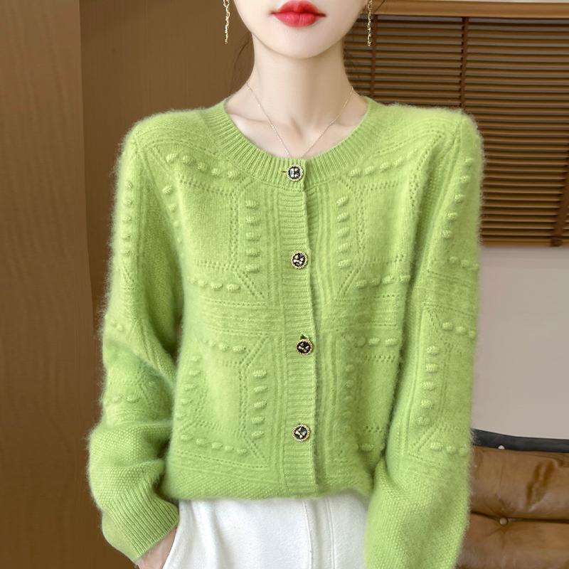 QingHe Cashmere Women's 30% Cashmere Cardigan - Soft & Warm Wool Blend Sweater