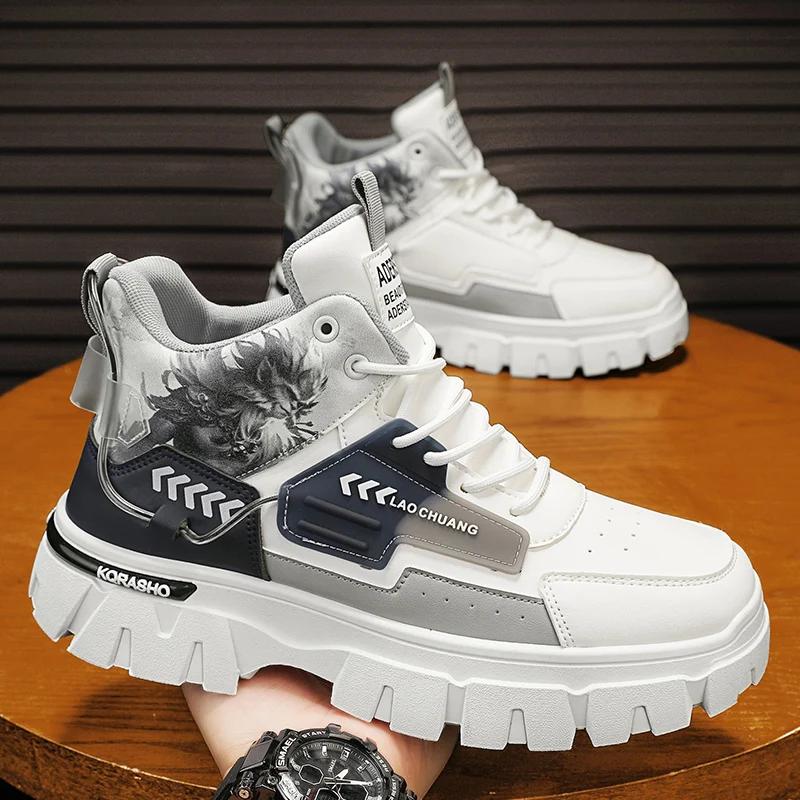 

Модные удобные белые кроссовки для бега для мужчин, новые тенденции 2025 года, осенние высокие толстые мужские спортивные кроссовки, мужские дизайнерские сетчатые однотонные 39