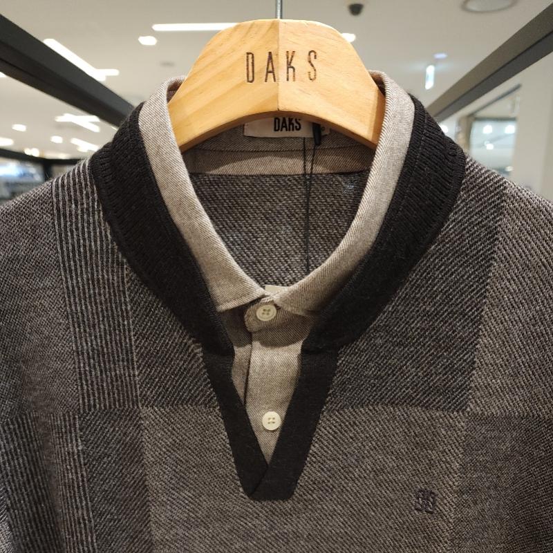 Daks Jacquard Shirt Layered Sweater Brown Dma1swrl110w1