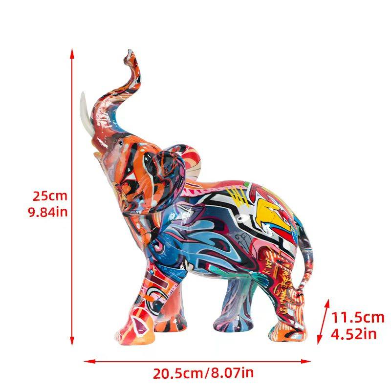Wassertransferdruck Elefantenskulptur, Kunstharz Tierhandwerk Ornament für Schlafzimmer, Wohnzimmer, Arbeitszimmer und Bürodekor