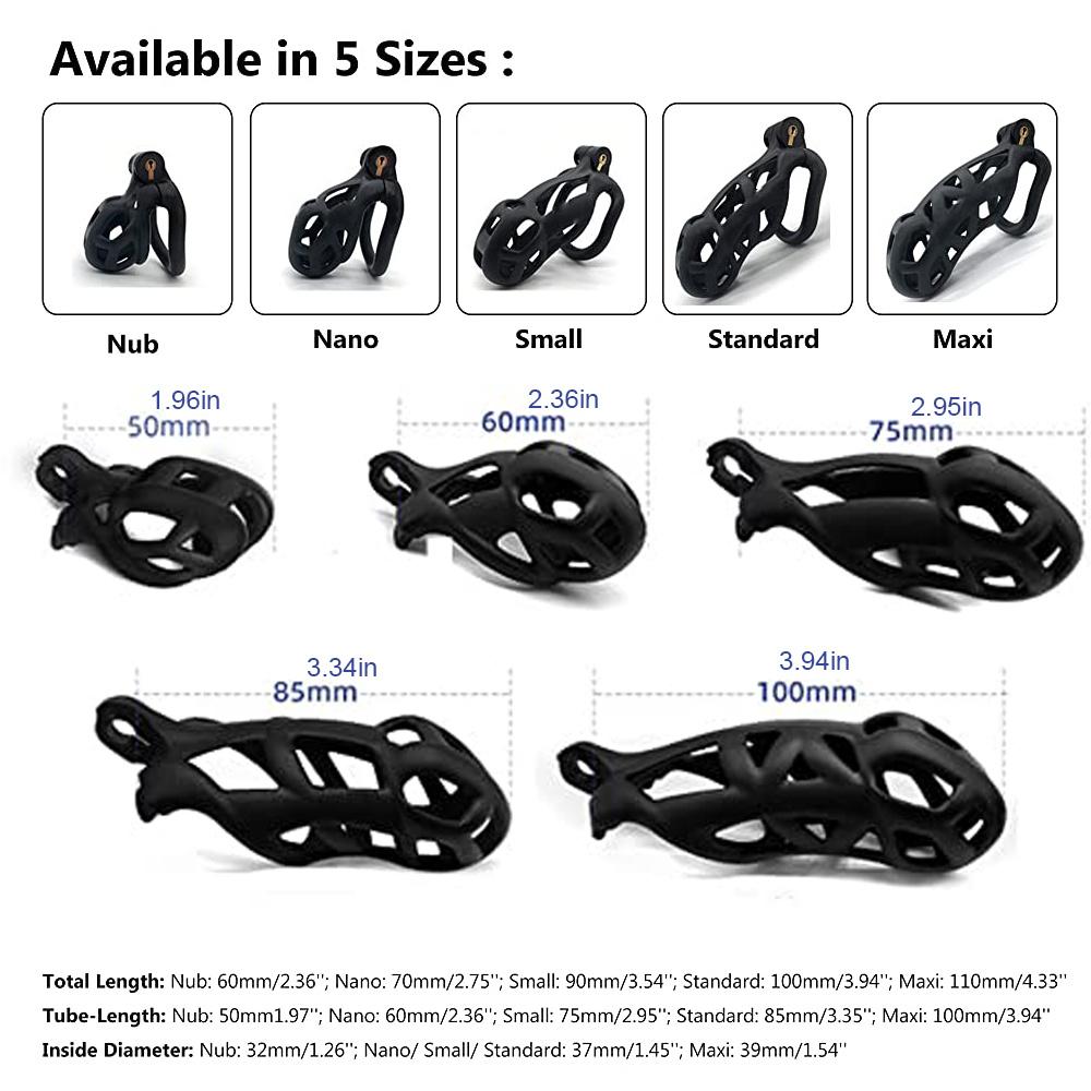 1pc Male Penis Cage Lock Chastity Cage With Lock & 4 Rings Resin Virginity For Men Breathable Cock Ring
